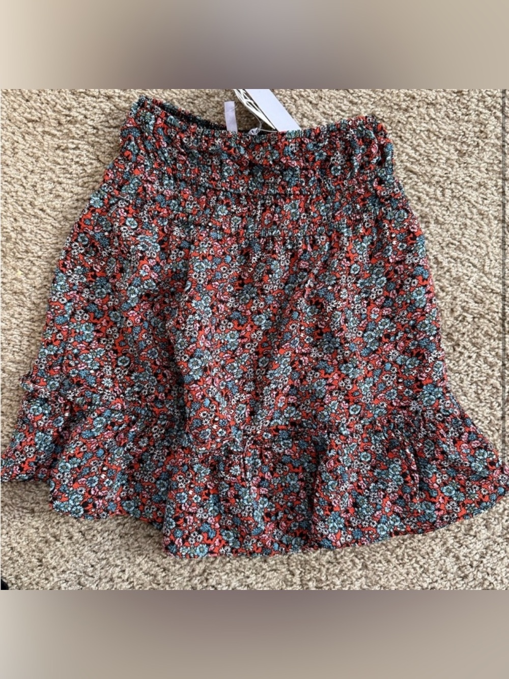 NWT Good Luck Girl Red Smocked Bubble Mini Skirt